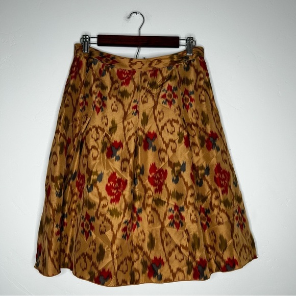 J. Jill Dresses & Skirts - NWT J Jill Floral Ikat Silk A Line Skirt Size 8 Petite Spring Holiday Office